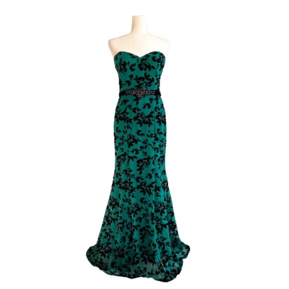 City Triangles Green Black Strapless Mermaid Formal Gown Dress Size 9 Junior NEW - Picture 1 of 14